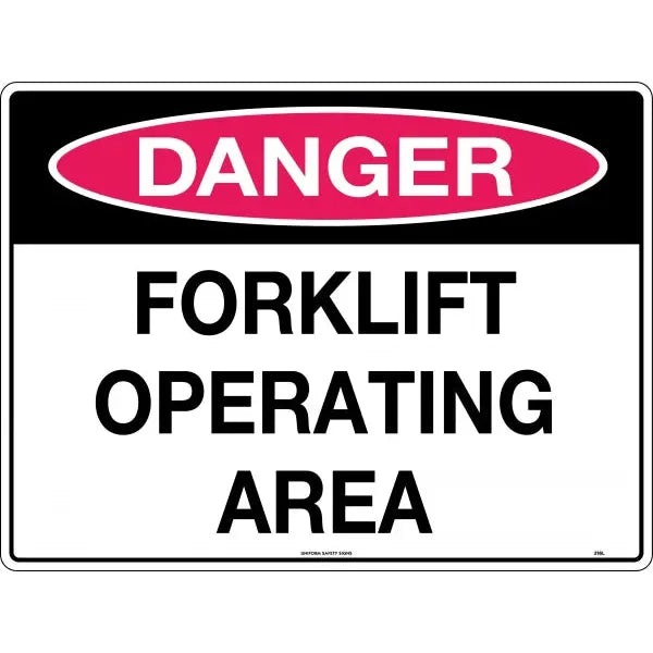 Uniform Safety Signs - 240x180mm - Self Adhesive - Danger Forklift Operating Area | 216DA