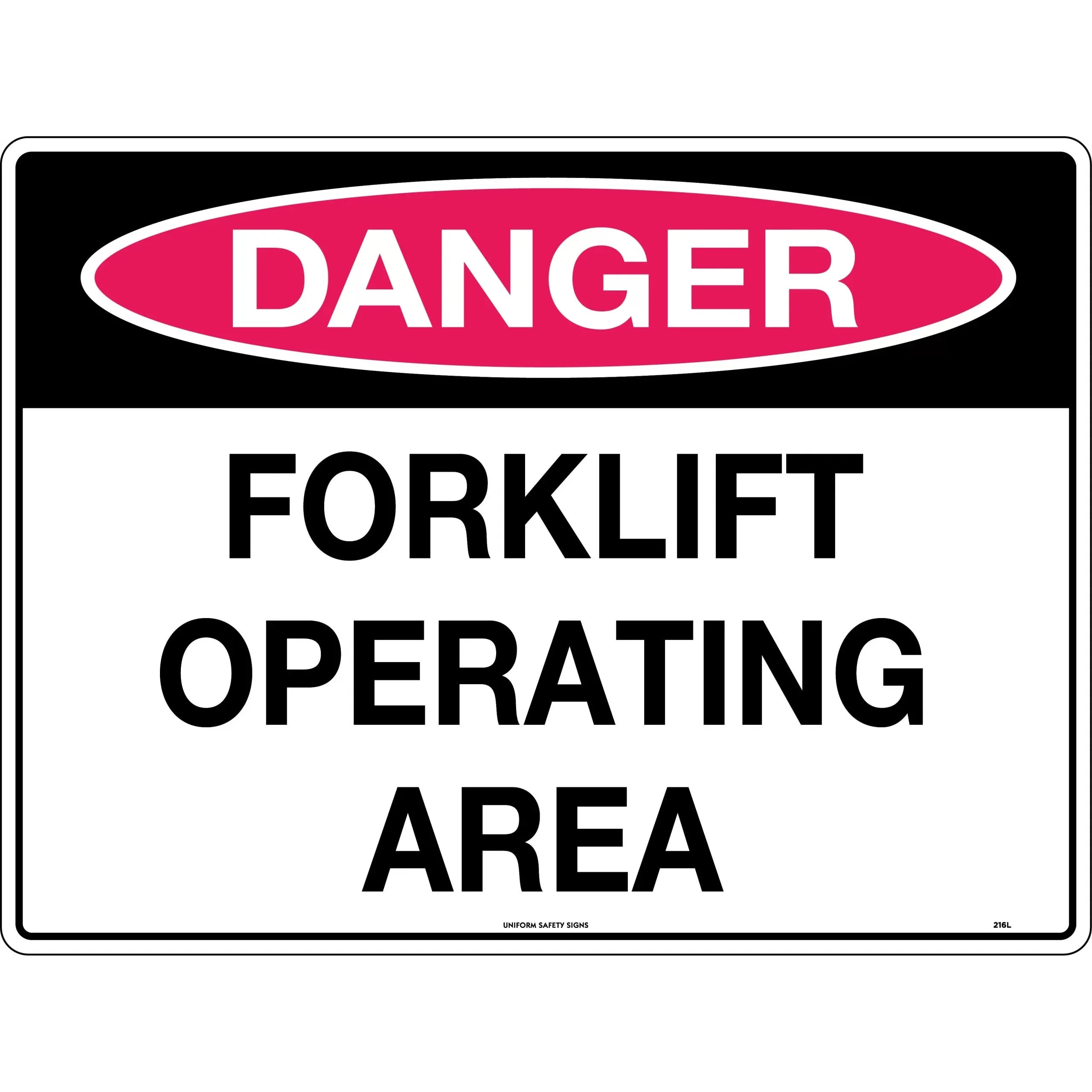 Uniform Safety Signs - 600x400mm - Poly - Danger Forklift Operating Area | 216LP
