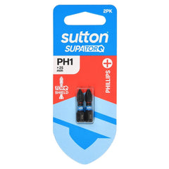Sutton Tools - Screwdriver Bit S200 Supatorq Phillips Ph1 25mm 2Pk | S200H02A01