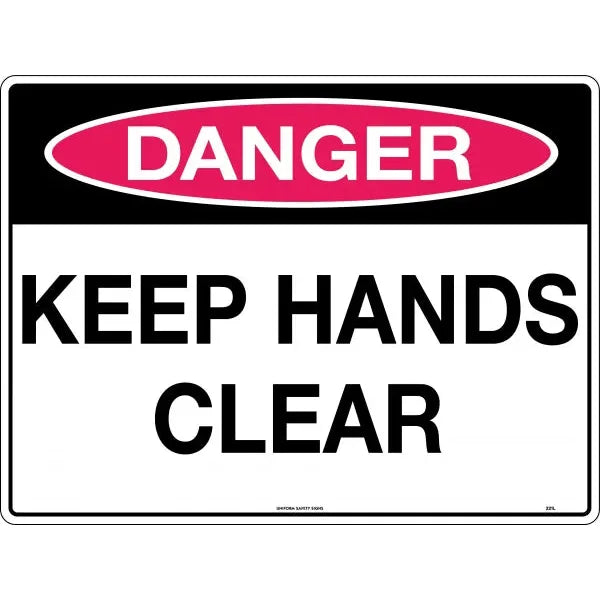 Uniform Safety Signs - 240x180mm - Self Adhesive - Danger Keep Hands Clear | 221DA