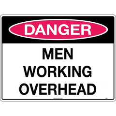 Uniform Safety Signs - 240x180mm - Self Adhesive - Danger Men Working Overhead | 222DA