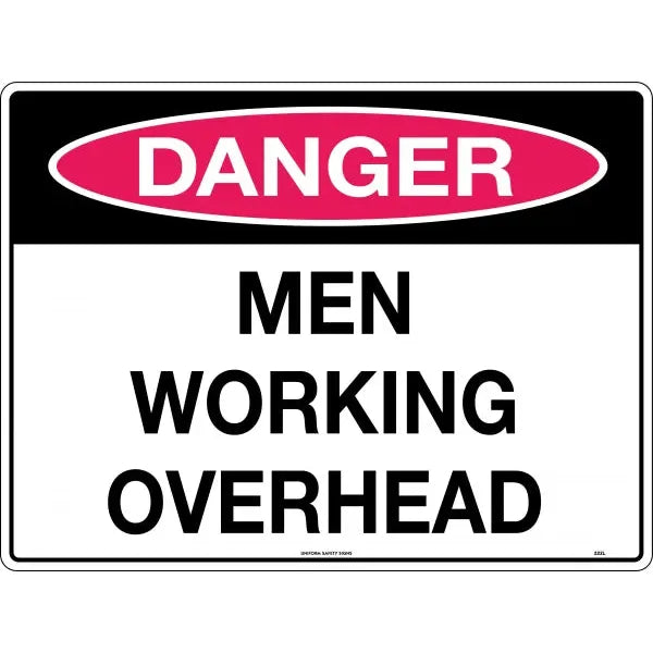 Uniform Safety Signs - 600x400mm - Metal - Danger Men Working Overhead | 222LM