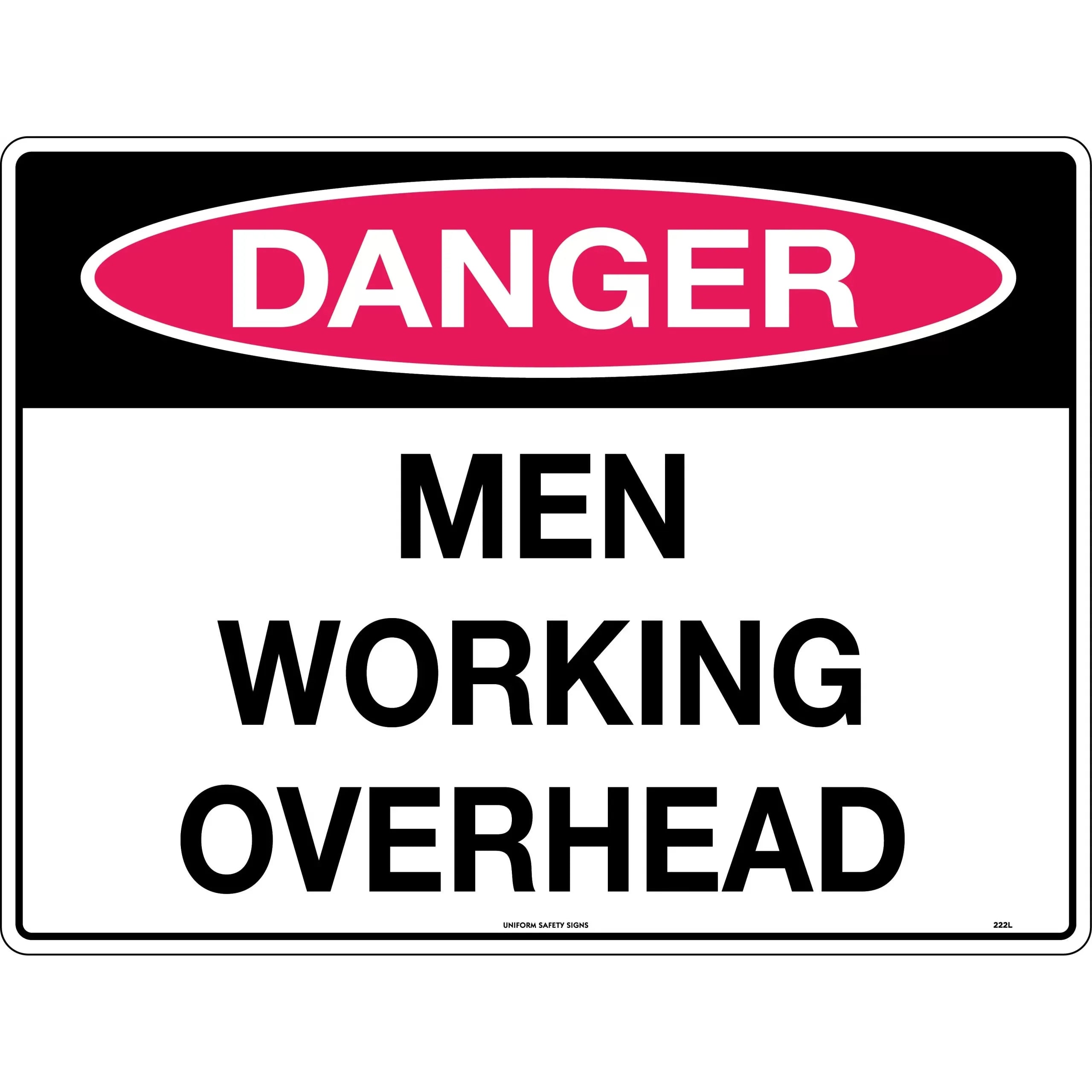Uniform Safety Signs - 450x300mm - Poly - Danger Men Working Overhead | 222LSP