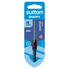 Sutton Tools - 1/8" Drill D225 Holder HD Hex-shank Snappy & S/e Panel HSS Carded | D225H0318