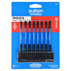 Sutton Tools - 100mm Scrdrv Bit S200 Supatorq Phillips Set STACK-IN 8Pc | S200S08E