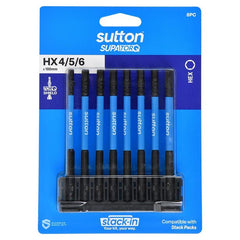 Sutton Tools - 100mm Scrdrv Bit S206 Supatorq HEX Set STACK-IN 8Pc | S206S08E