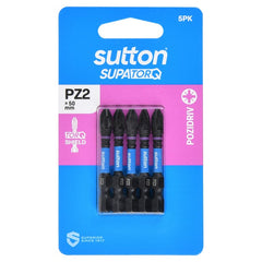 Sutton Tools - 50mm Screwdriver Bit S202 Supatorq Pozidriv Pz2 5Pk | S202H05B02