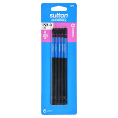 Sutton Tools - 150mm Screwdriver Bit S202 Supatorq Pozidriv Set Pz1-3 5Pc | S202S05G03
