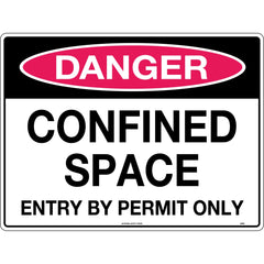 Uniform Safety Signs - 240x180mm - Self Adhesive - Danger Confined Space Entry By Permit Only | 225DA