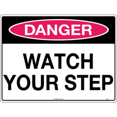 Uniform Safety Signs - 240x180mm - Self Adhesive - Danger Watch Your Step | 228DA