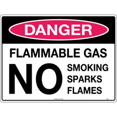 Uniform Safety Signs - 600x400mm - Poly - Danger Flammable Gas No Smoking Sparks Flames | 230LP