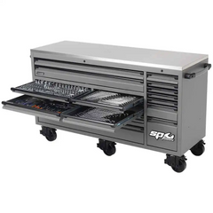 SP Tools - 73" USA Sumo Series Roller Cabinet 18 Drawer Customised - Grey | SP44826GY