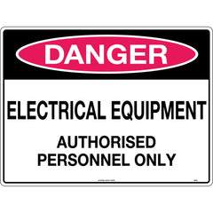 Uniform Safety Signs - 450x300mm - Poly - Danger Electrical Equipment Authorised Personnel Only | 244LSP