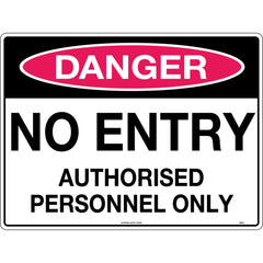 Uniform Safety Signs - 600x400mm - Corflute - Danger No Entry Authorised Personnel Only | 245LC