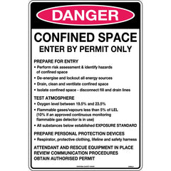 Uniform Safety Signs - 450x300mm - Metal - Danger Confined Space Enter by Permit Only Prepare for Entry etc. | 246LSM