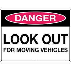 Uniform Safety Signs - 240x180mm - Self Adhesive - Danger Look Out For Moving Vehicles | 248DA