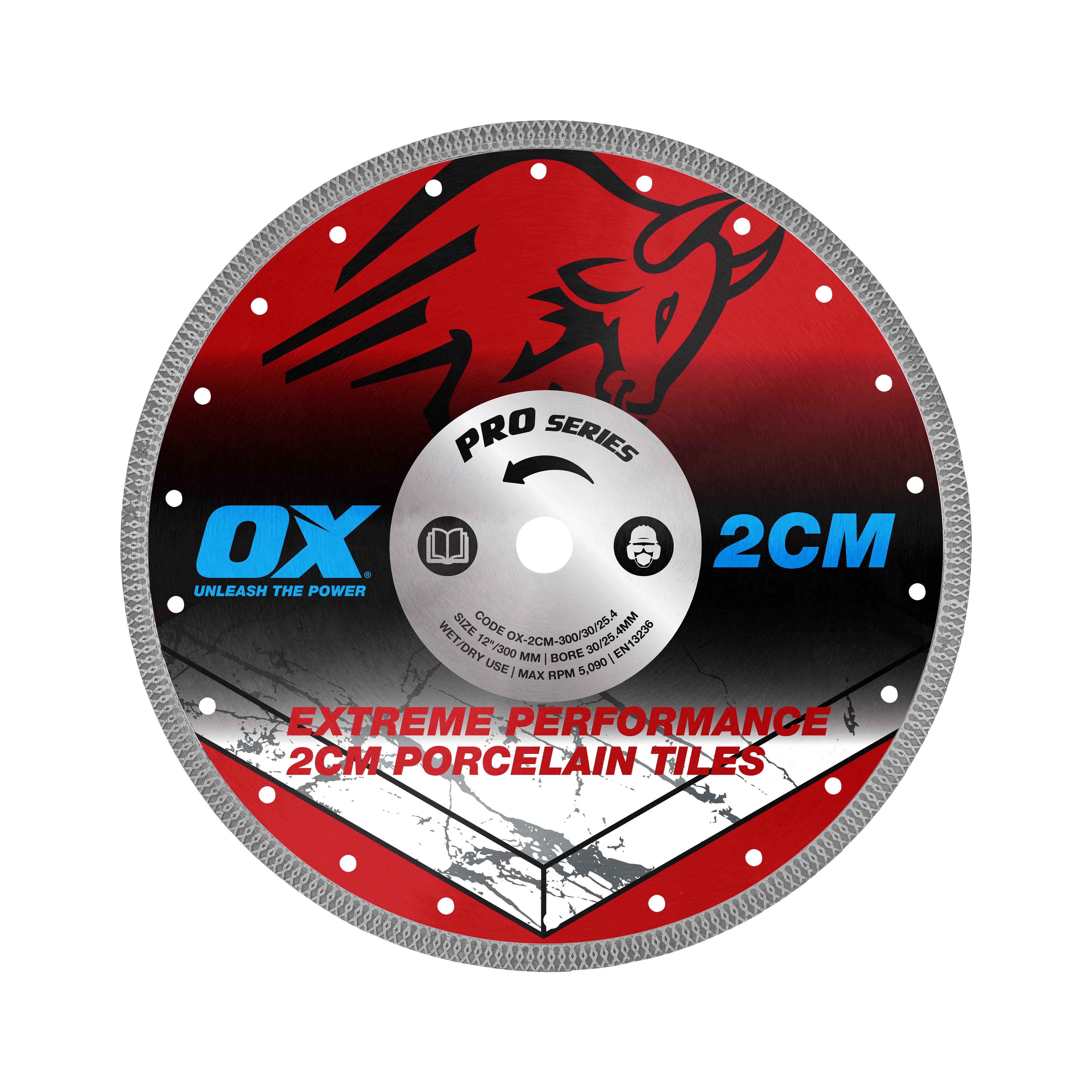 OX Tools - Pro 2cm Porcelain Cutting Blade - 300/30/25.4mm | OX-2CM-300/30/25.4