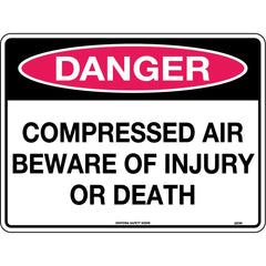 Uniform Safety Signs - 450x300mm - Poly - Danger Compressed Air Beware of Injury or Death | 251LSP