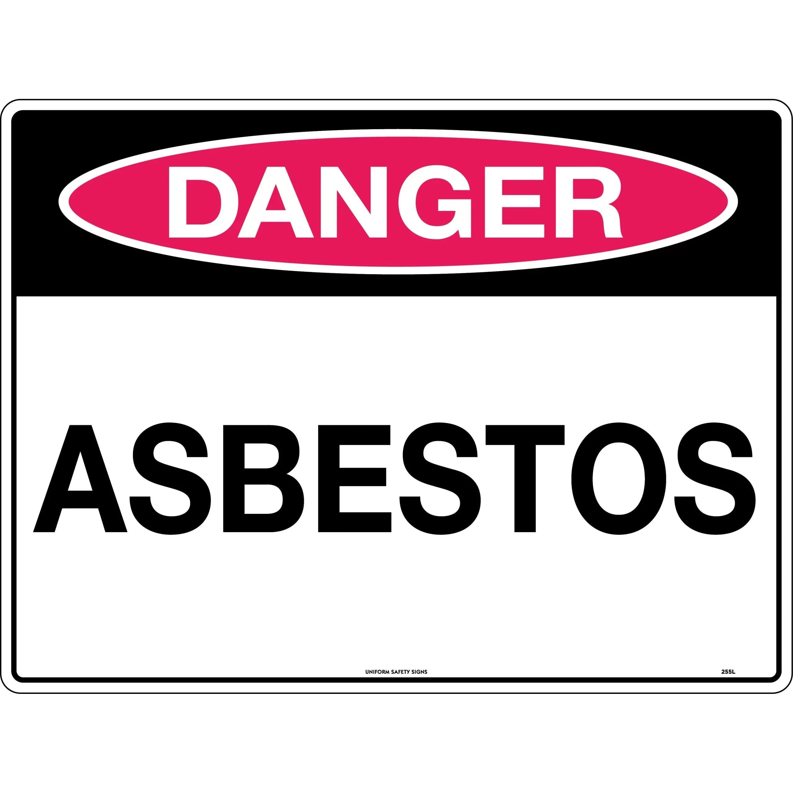 Uniform Safety Signs - 240x180mm - Self Adhesive - Danger Asbestos | 255DA