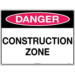 Uniform Safety Signs - 600x400mm - Poly - Danger Construction Zone | 258LP