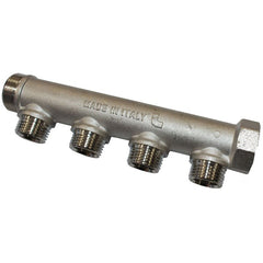 IFS - 4 Port Brass Manifold. Single Sided. 3/4M&F Inx1/2 M Out | 26-MBS1208-4M