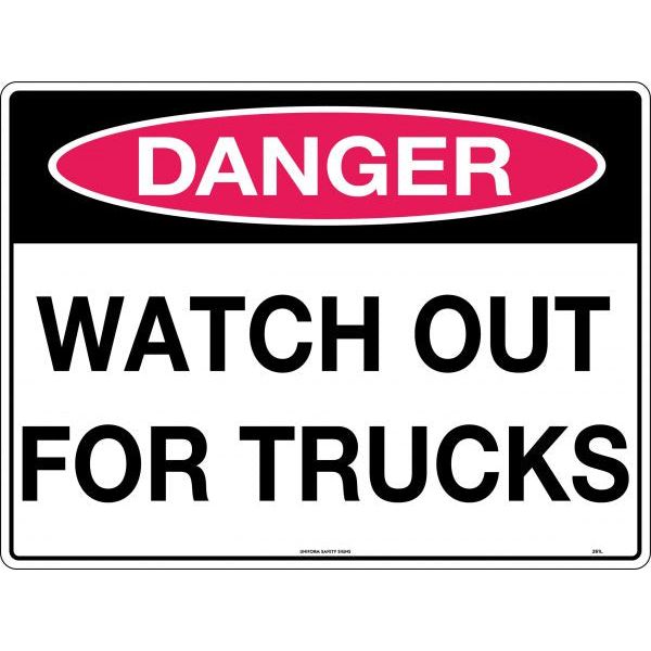 Uniform Safety Signs - 600x400mm - Corflute - Danger Watch Out For Trucks | 261LC