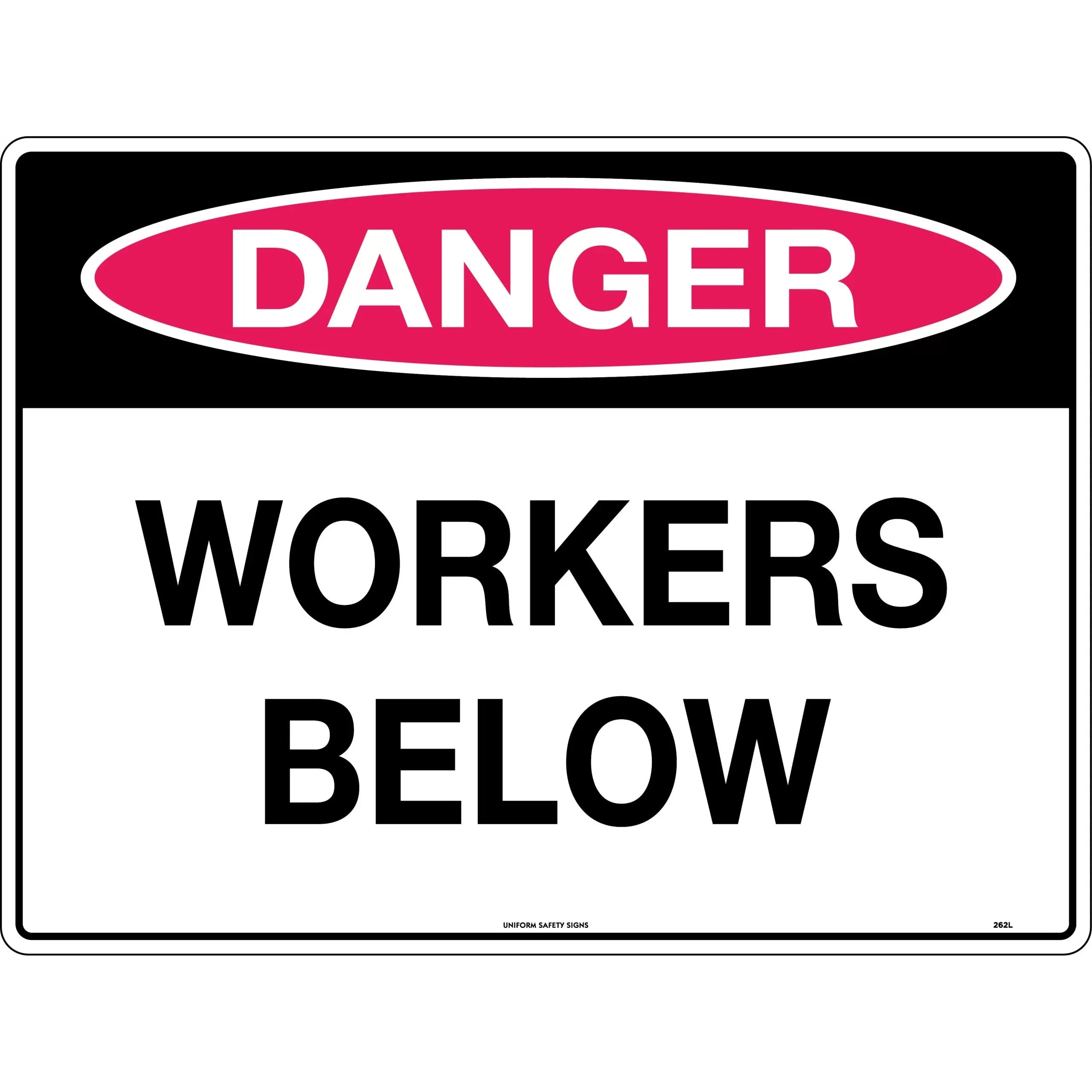 Uniform Safety Signs - 450x300mm - Metal - Danger Workers Below | 262LSM