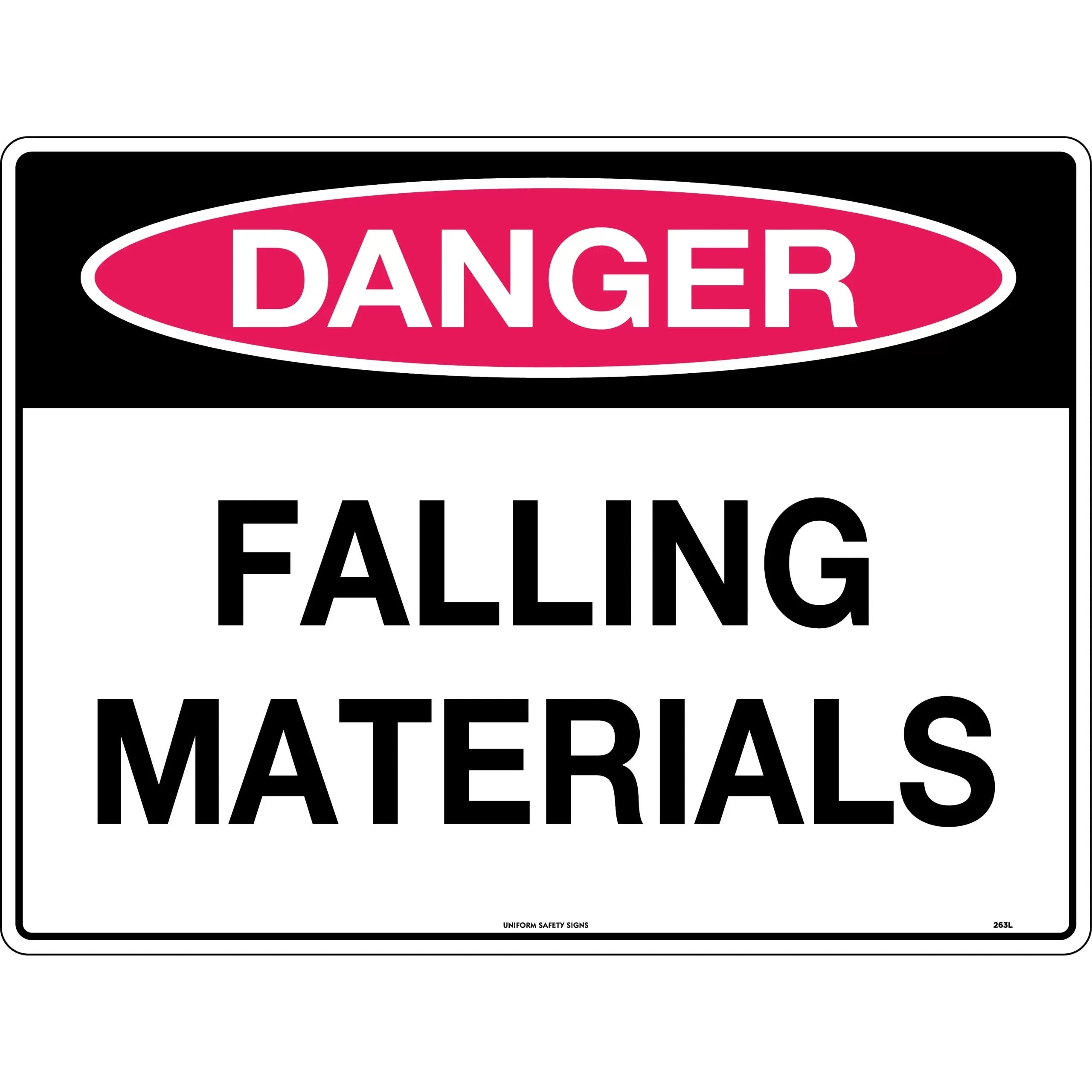 Uniform Safety Signs - 600x400mm - Poly - Danger Falling Materials | 263LP