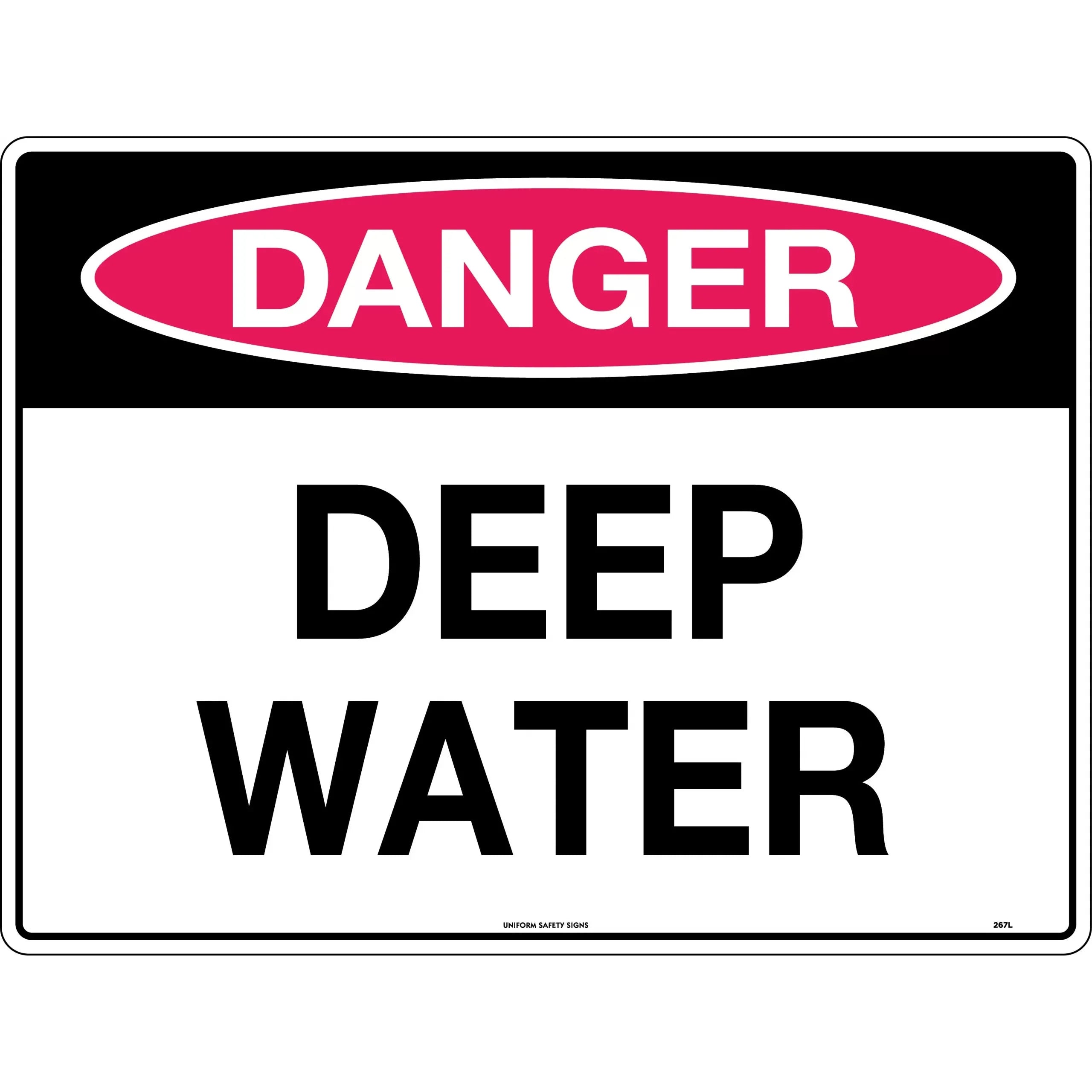 Uniform Safety Signs - 600x400mm - Corflute - Danger Deep Water | 267LC