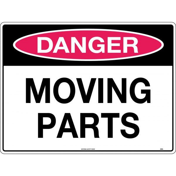 Uniform Safety Signs - 600x400mm - Corflute - Danger Moving Parts | 268LC