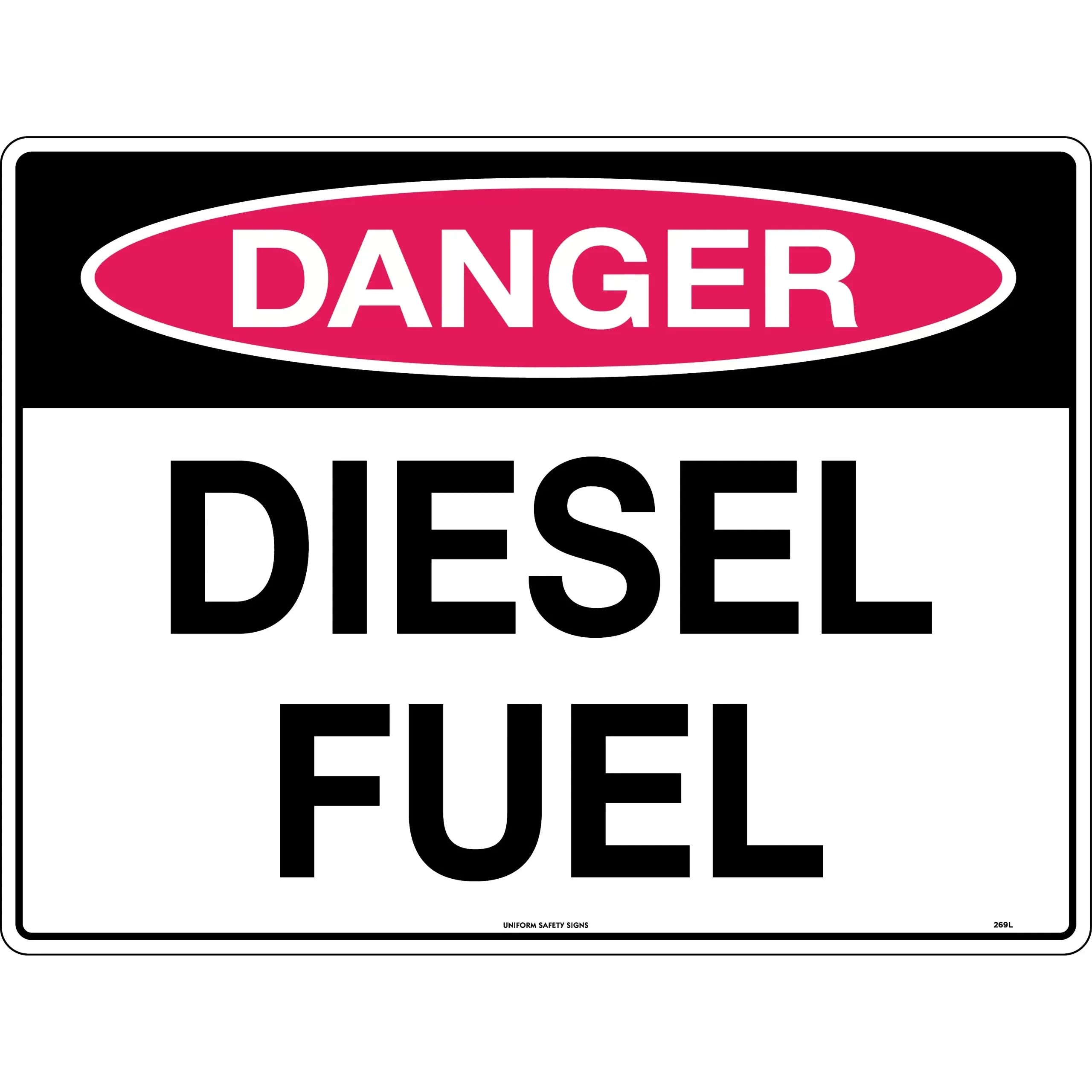 Uniform Safety Signs - 600x400mm - Metal - Danger Diesel Fuel | 269LM