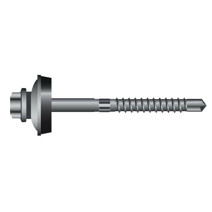 Bremick - Hex Head Self Drilling Screw Class 4 with Bonded Aluminium Washer 14-14 x 125mm – Monument (Box of 150)