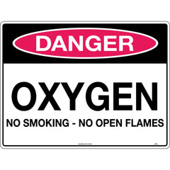 Uniform Safety Signs - 600x400mm - Poly - Danger Oxygen No Smoking No Open Flames | 270LP