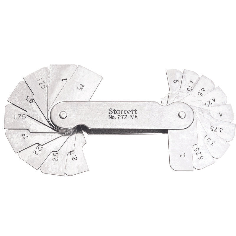 Starrett - Radius Gage 18 Leaves 0.75-5mm Range By 0.25mm | 272MA