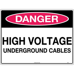 Uniform Safety Signs - 240x180mm - Self Adhesive - Danger High Voltage Underground Cables | 278DA