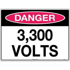 Uniform Safety Signs - 600x400mm - Corflute - Danger 3,300 Volts | 279LC