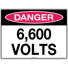 Uniform Safety Signs - 600x400mm - Poly - Danger 6,600 Volts | 281LP
