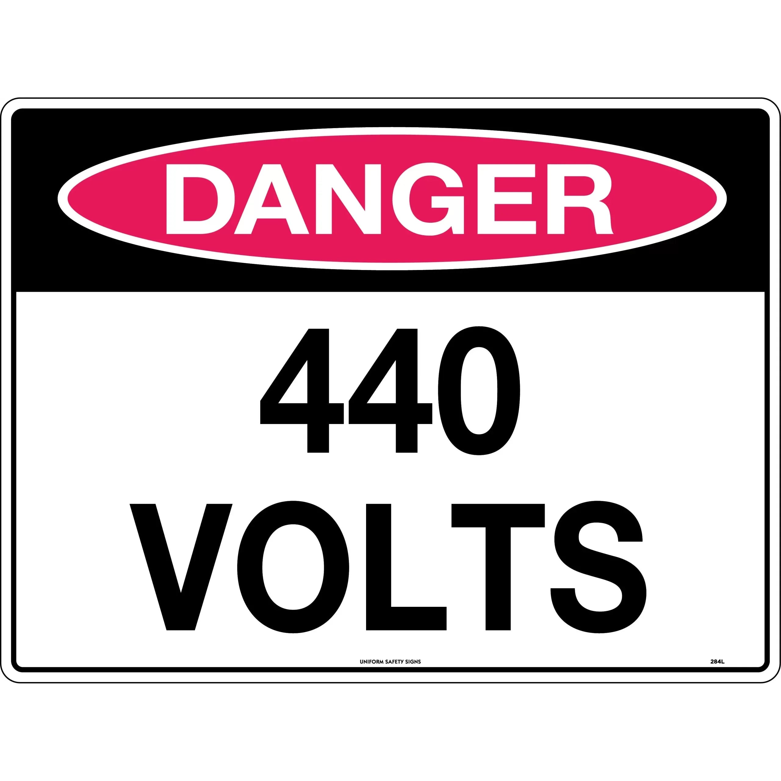 Uniform Safety Signs - 300x225mm - Poly - Danger 440 Volts | 284MP
