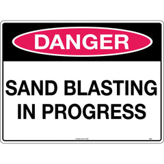 Uniform Safety Signs - 600x400mm - Metal - Danger Sand Blasting In Progress | 289LM