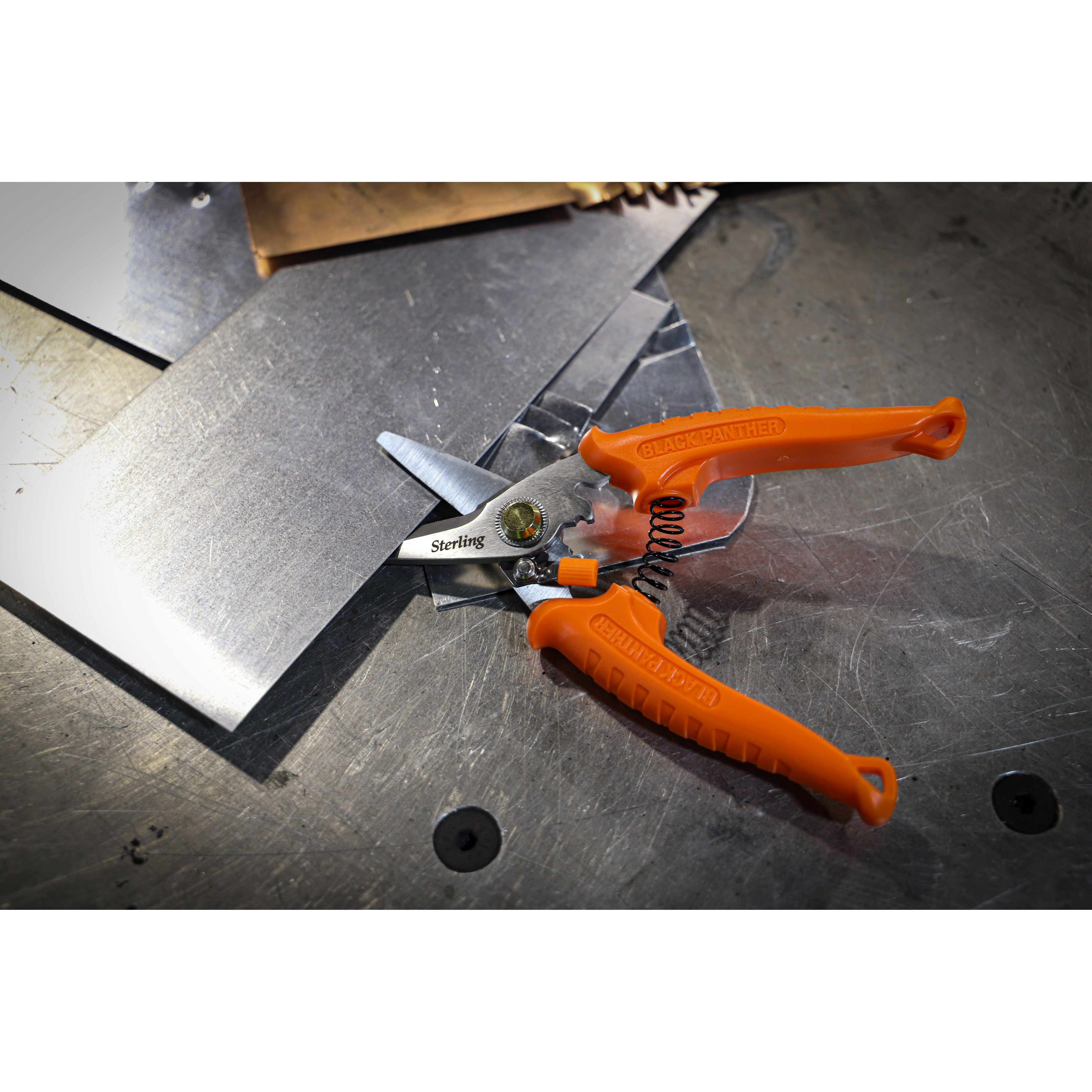 STERLING 200mm Black Panther Gen II: Round Tip Industrial Snips | Safety Orange OPP Bag | 29-705B