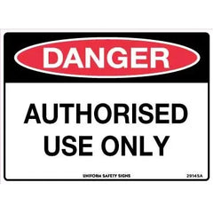 Uniform Safety Signs - 140x120mm - Self Adhesive - Pkt of 4 - Danger Authorised Use Only | 2914SA