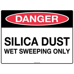 Uniform Safety Signs - 450x300mm - Poly - Danger Silica Dust Hazard Wet Sweeping Only | 2942LSP