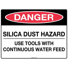 Uniform Safety Signs - 450x300mm - Poly - Danger Silica Dust Hazard Use Tools etc | 2943LSP