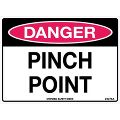Uniform Safety Signs - 90x55mm - Self Adhesive - Pkt of 10 - Danger Pinch Point | 294SSA