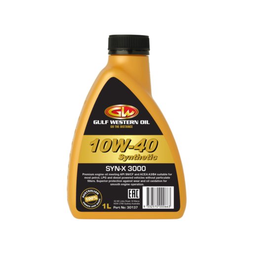 Gulf Western - Syn-X 3000® 10W-40 SN/CF A3/B4 1L (8 Per Ctn) | 30137