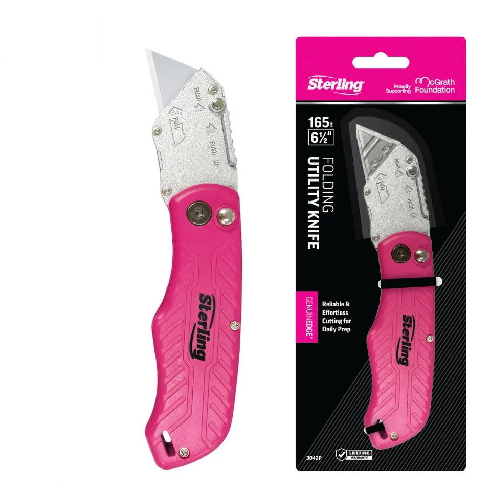 Sterling 165mm Pink Folding Utility Knife 3042P