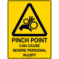 Uniform Safety Signs - 600x400mm - Metal - Caution Pinch Point Can Cause Severe Personal Injury | 305LM
