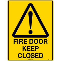 Uniform Safety Signs - 240x180mm - Self Adhesive - Blk/Ylw - Fire Door Keep Closed | 306DA
