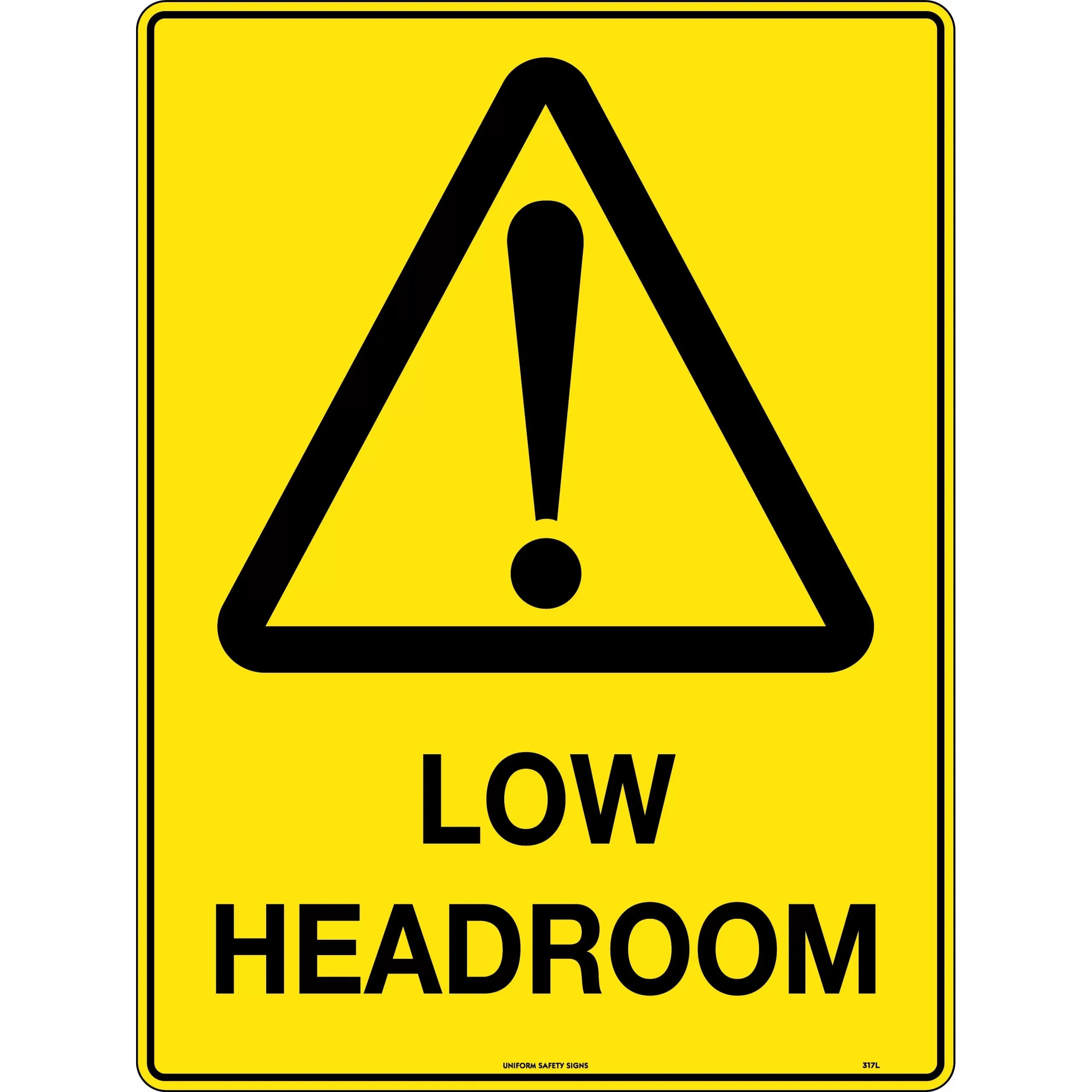 Uniform Safety Signs - 300x225mm - Metal - Low Headroom | 317MM