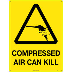 Uniform Safety Signs - 90x55mm - Self Adhesive - Pkt of 10 - Caution Compressed Air Can Kill | 322SSA